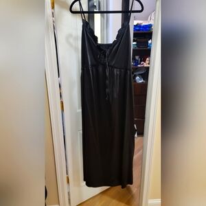 Elegant Black Silk Sleeveless Dress Large